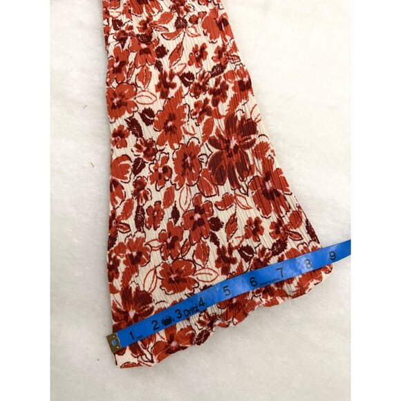 Floral Bell Sleeve Blouse S Andrée By Unit Open Back Rust Orange Cottage Fairy - Picture 10 of 11